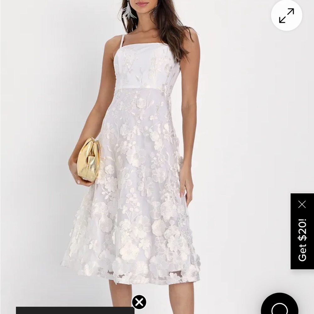 Lulu's White Floral Midi Dress